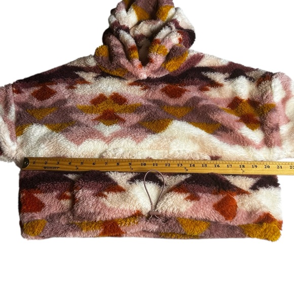 AEROPOSTALE women's SZ Med Pullover cropped hoodie NWT aztec soft cuddly pinks - Picture 6 of 15